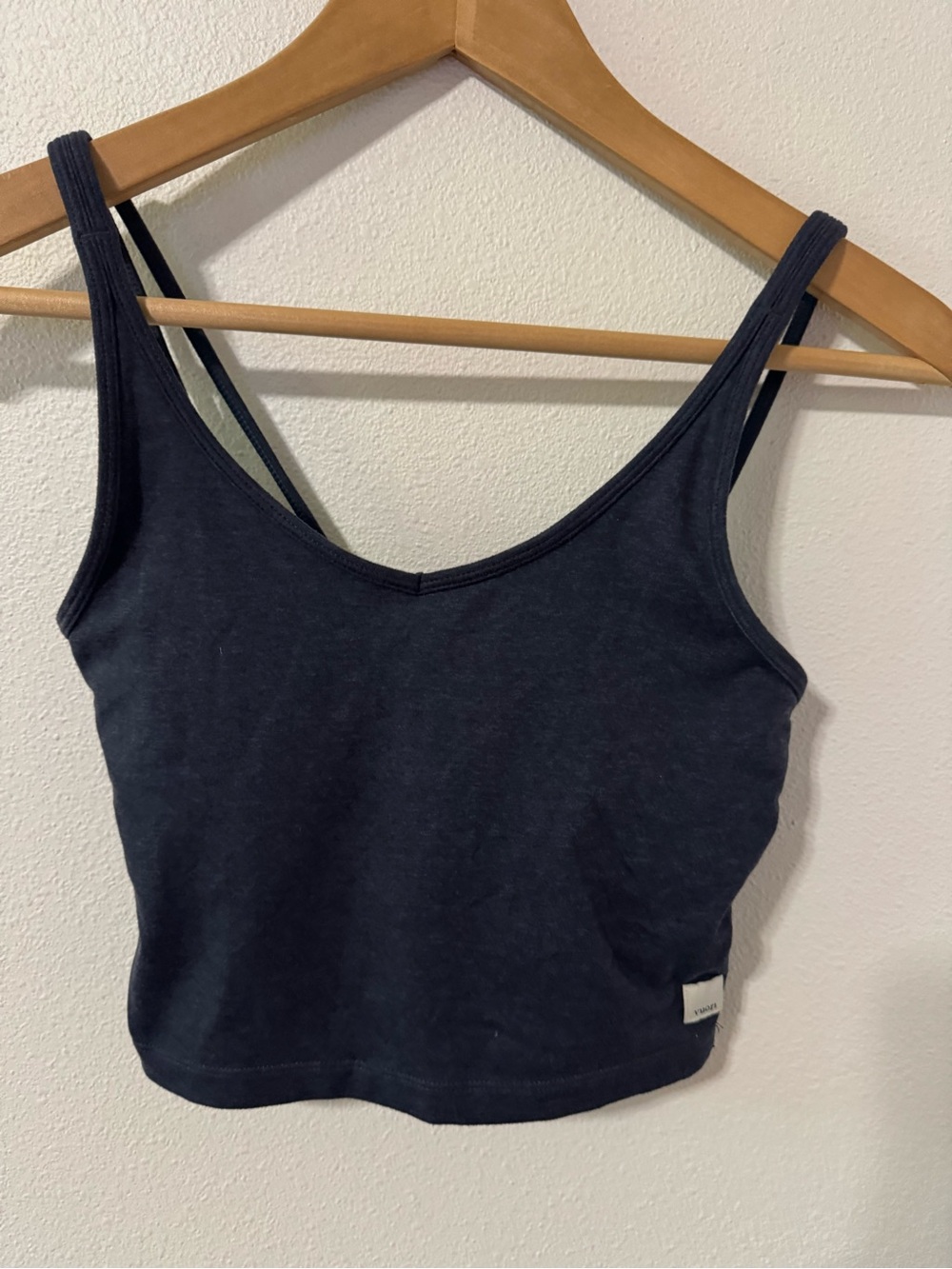 Vuori Halo Performance Crop Tank Heather Blue DreamKnit Athleisure Workout-XS